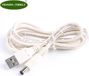 Aomoproing Top quality 24AWG Wire Gauge Standard USB to DC 5.5/2.1mm 5.5x2.1mm 5.5 mm/2.1 mm 5 Volt barrel power jack cable 1.0m