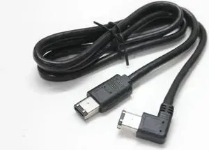Aomoproing Elbow to straight 1394 cable 6-Pin to 6-Pin Firewire Cable 400-400 Firewire Double Shielded