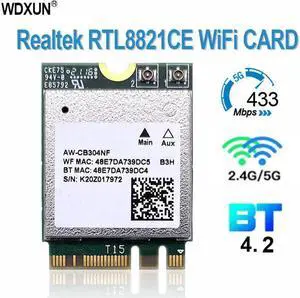 Aomoproing RTL8821CE 802.11AC 1X1 Wi-Fi+BT 4.2 Combo Adapter Card Wireless LAN Card for DELL Asus Acer SIM