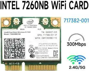 Aomoproing Wireless Wifi Card Dual Band Intel 7260 NB 7260HMW 7260NB Mini PCI-E 300Mbps 802.11N 2.4G / 5Ghz for Laptops 7260NB