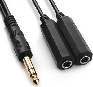 Aomoproing 6.35mm 1/4 Inch Male Stereo to Two 6.35mm 1/4 inch Female TS Stereo Breakout Cable, Y Splitter Adapter Cable 0.3m (1FT) Aomoproing 6.35mm 1/4 Inch Male Stereo to Two 6.35mm 1/4 inch Female TS Stereo Breakout Cable, Y Splitter Adapter Cable 0.3m (1FT)