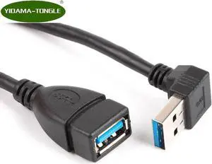 Aomoproing Up angled USB3.0 Male to female USB Adapter Cable Black USB 3.0 Type A Male to FeMale Connector extension cable for Computer