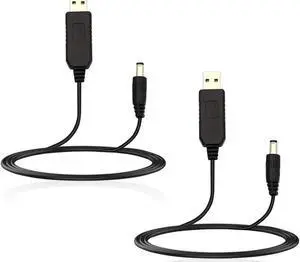 Aomoproing 2Pack USB to DC Power Cable, 5V to 12V Step Up Charging Converter with 5.5 x 2.1mm Plug Barrel Jack for Devices That Need