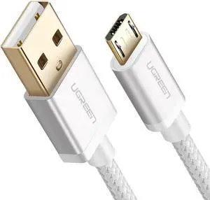 Aomoproing USB Cable - 10FT Nylon Braided High Speed Durable Fast Charging USB Android Phone Charger Cord Compatible with Samsung Galaxy S7 S6 Note LG V10 Tablet PS4 MP3 White