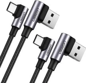 Aomoproing USB C Cable 2 Packs Type C Cable 18W Fast Charging USB A to USB C Cable Right Angle for iPad Pro 2021 Samsung S21 S20 Note20 S10 S9 Google Pixel PS5 GoPro Hero 8 LG G8 V50 V20 Nintendo 6ft