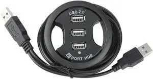Aomoproing USB Hub USB 2.0 Desktop Grommet USB 2.0 Hub Audio Desk Mount Adapter 3 Port Mount in Desk Multi Ports