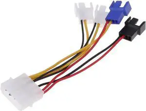 Aomoproing Ventilador de enfriamiento de ordenador 4 en 1, Cable de alimentación CPU PC, conector adaptador de Cable enfriador