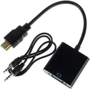 Aomoproing Male to Female HDMI to VGA Converter Adapter with Audio Cable for Xbox 360 for PS3 Laptop Desktop Support 1080P HDTV Displayer