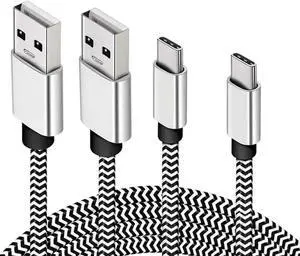 Aomoproing 2 Pack 2m Type C Cable, USB 3.0 Cable, Durable Nylon Data Cable Support Fast Charging and Data Transmission for ,