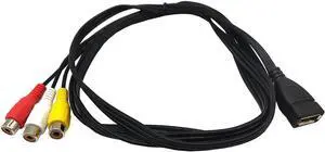 Aomoproing USB to 3RCA Cable,5 Feet/1.5m USB 2.0 Female to 3 RCA Female Jack Splitter Audio Video AV Composite Adapter Cord Cable