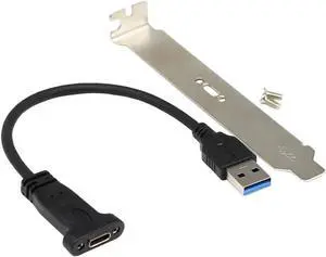 Aomoproing USB A 3.0 to USB C Front Panel Header Cable, USB A 3.0 Male to USB Type C FemalePanel Mount Extension Cable Data Sync and Chargi