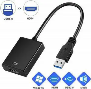 Aomoproing USB3.0 To HDMI Bus Adapter Cable Male To Female Converter for PC Computer Laptop HDTV Monitor Projector