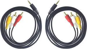 Aomoproing 2-Pack 3.5mm to 3 RCA AV Cable 4FT, 1/8" TRRS AUX Male(CTIA) to RCA Male Stereo Audio Video Cable for TV, Camcorders, DVD Player