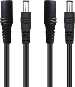 Aomoproing 2-Pack 3ft DC Extension Cable 5.5mm x 2.1mm Male to Female Power Cord for CCTV Security Surveillance Indoor IP Camera Dvr Standa