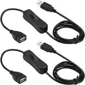 Aomoproing USB Extension Cable with ON/Off Switch USB Male to Female Cable Support (Data and Power) for USB Headset, LED Strips(2-Pack)