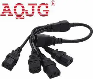 Aomoproing 1 pcs IEC 320 C14 Male Plug to 4XC13 Female Y Type Splitter Power Cord , C14 to 4 x C13, 250V/10A AQJG