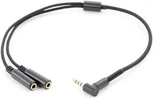 Aomoproing 3.5mm Audio Stereo Y Splitter Cable 90 Degree Right Angle 3.5mm Male to 2 Female Jack Headphone Splitter Adapter SinLoon for Tab