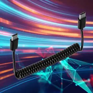 Aomoproing Spring Cable USB 3.1 Type C to Type C Charging Cable Retractable Type C Data Transmission Cord 480Mbps for Android Phone