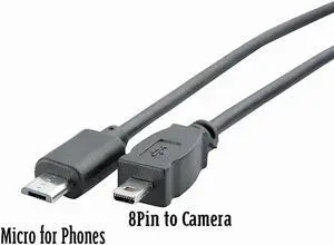 Aomoproing USB Type C Micro Usb Male to Mini 8Pin USB 2.0 Camera Converter OTG Cable Cord 30CM for Nikon Panasonic USB-C to Mini USB 8 Pin