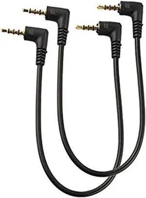 Aomoproing 2Pack 7.87inch 4-Pole 3.5mm Male Right Angle to 3.5mm Male Right Angle Audio Cable