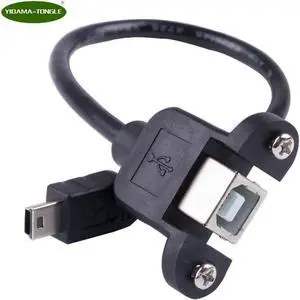 Aomoproing USB 5Pin Mini-USB A male to USB 2.0 Type B Female Adapter Connector Panel Mount Printer Cable 30cm With M3 Nuts Top Quality