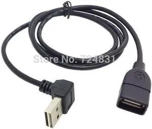 Aomoproing USB 2.0 Male to Female Extension Cable Reversible Design Up & Down Angled 90 Degree 100cm