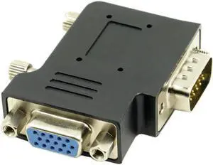 Aomoproing Vertical Flat Right Angled 90 Degree VGA SVGA Male To Female extension Adapter BK