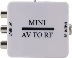 Aomoproing Mini RCA AV CVSB to RF Video Adapter Converter HD Video Converter Box 67.25/61.25MHz AV To RF Scaler TV Switcher