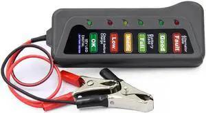 Aomoproing Probador de batería de coche Mini, 12V, alternador Digital, pantalla de 6 luces LED, herramienta de diagnóstico de coche, probador de batería de coche