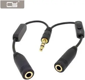 Aomoproing NGFF Stereo Male 3.5mm to Double mono 3.5mm Female Audio Headphone Y Splitter Adapter Cable with Volume Switch Aomoproing NGFF Stereo Male 3.5mm to Double mono 3.5mm Female Audio Headphone Y Splitter Adapter Cable with Volume Switch
