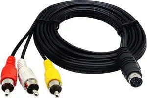 Aomoproing 3 RCA Plug to 7 Pin Mini DIN Plug Extension Cable S-Video 7 Pin DIN Male to 3 RCA Male Cable Adapter for DVD,TV,HDTV,VCR's,CD