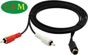 Aomoproing S-Video 4 Pin Mini DIN Y Splitter Cable Gold Plated Combo 4 Pin Mini DIN S-Video Male to 2 RCA Male Audio Y Splitter Extension A