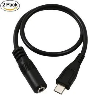 Aomoproing (2-Pack) Micro USB Male to 3.5mm Jack Female Audio Cable Cord for Active Clip Mic Microphone Convert Adapter