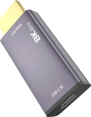 USB C to HDMI 2.1 Adapter, 8K@60Hz USB-C Female to HDMI Male Converter, Support 8K, 4K@120Hz, 2K@240Hz, HDR, VRR, FreeSync, Type C Thunderbolt 3/4 Compatible for Steam Deck, MacBook, iPad Pro, Dell