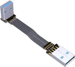 Aomoproing ADT-Link USB 3.0 Cable USB to USB Cable Type A Male to Male Extension Cable Super Speed HDD 90/270 Degree Angle Up/Down Angled (20cm,S1-S3R)