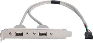 Aomoproing 2 Port USB 2.0 Type A Female Screw to USB 2.0 9 Pin Motherboard Header Panel Cable with Bracket Bracket Computer Accessory Cord