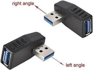 Aomoproing USB 3.0 Male to Female 90 Degree Adapter Coupler Connector Plug Left Angle and Right Angle Adapter 2pcs Aomoproing USB 3.0 Male to Female 90 Degree Adapter Coupler Connector Plug Left Angle and Right Angle Adapter 2pcs