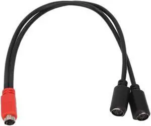 Aomoproing MINI DIN 6 Pin Male to 2 MINI DIN 6 Pin Female Cable Red Black Head MINI DIN 6 Pin Y Splitter Cable Plug and Play 1.0ft