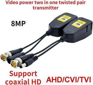 Aomoproing 1 Pair BNC To RJ45 Passive Video Power + Audio Balun Transceiver For CCTV Camera 8MP CVBS AHD CVI TVI UTP Balun