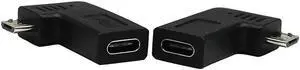 Aomoproing Right & Left Micro USB Male to USB Type C Female Data Sync and Charging Converter Adapter for Phones, Computers, Tablets 2pack
