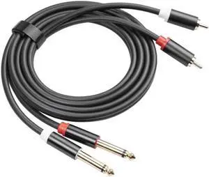 Aomoproing High Performance Gold-Plated Dual RCA Male to Dual 6.35mm Male Audio Connection Cord for DVD Player