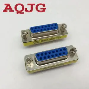 Aomoproing VGA Adapter DB15 Female to DB15 Pin Female F/F Jack Socket Gender Changer Serial Adapter Extension Converter AQJG