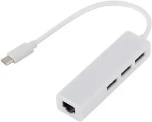 Aomoproing Type C To Rj45 Usb2.0 Network Card with Hub Typec 100M Network Card USB-C To HUB Adapter Support WIN XP / 7/8 / OS X