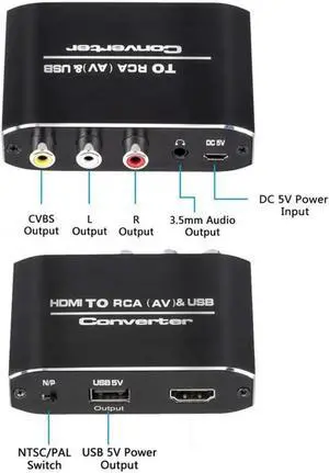 Aomoproing Mini High Clarity 1080P HDMI-compatible to AV CVBS/RCA Adapter Converter Audio Video for TV Projector