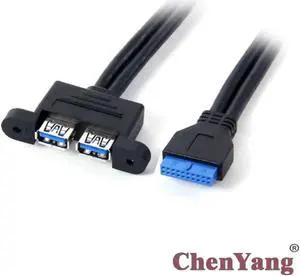 Aomoproing Dual Port USB 3.0 Female Panel Type to Motherboard 20Pin Header cable 50cm Aomoproing Dual Port USB 3.0 Female Panel Type to Motherboard 20Pin Header cable 50cm