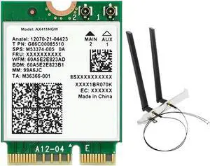 Aomoproing For AX411 Card+2X8DB Antenna 6E Cnvio2 BT 5.3 Tri-Band 5374Mbps Module For Laptop/PC Win10/11-64Bit