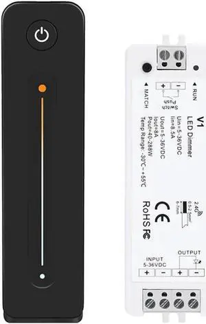 Aomoproing LED Dimmer 12V 5V 24V 36V 8A PWM Wireless RF Switch With 2.4G Brightness Adjustment Contact Remote For Led Single Color Strip