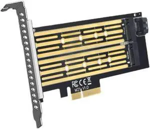 Aomoproing M.2 Riser Card M.2 NVME to PCI-E Dual Disk Hard Drive SSD Adapter Expansion Card for PCIE X8 X16K Slot Motherboard