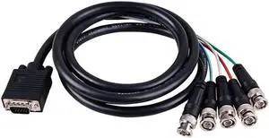 Aomoproing Pure copper VGA to 5RGBHV high-definition line color difference component line monitoring matrix conversion line RGBHV high-defi(VGA to 5RGBHV 1PCS)(1.5M)