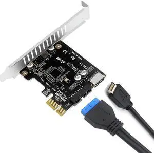 Aomoproing PCI Express Card Type-E Expansion Card PCI-E To USB3.0 (19/20 pin) Converter Card Type-E Front Panel Type-C Expansion Card